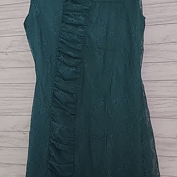 Urban Outfitters Estee Ruched Lace Mini Dress New NWT Turquoise Women's L Large - Picture 6 of 6
